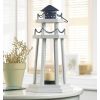 Gallery of Light White Wood Lighthouse Candle Lantern