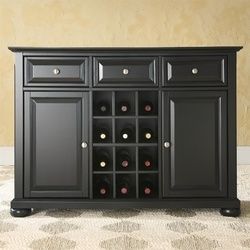 Black Dining Room Buffet Sideboard Cabinet with Wine Storage