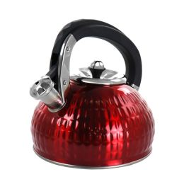 MegaChef 3 Liter Stovetop Whistling Kettle in Red